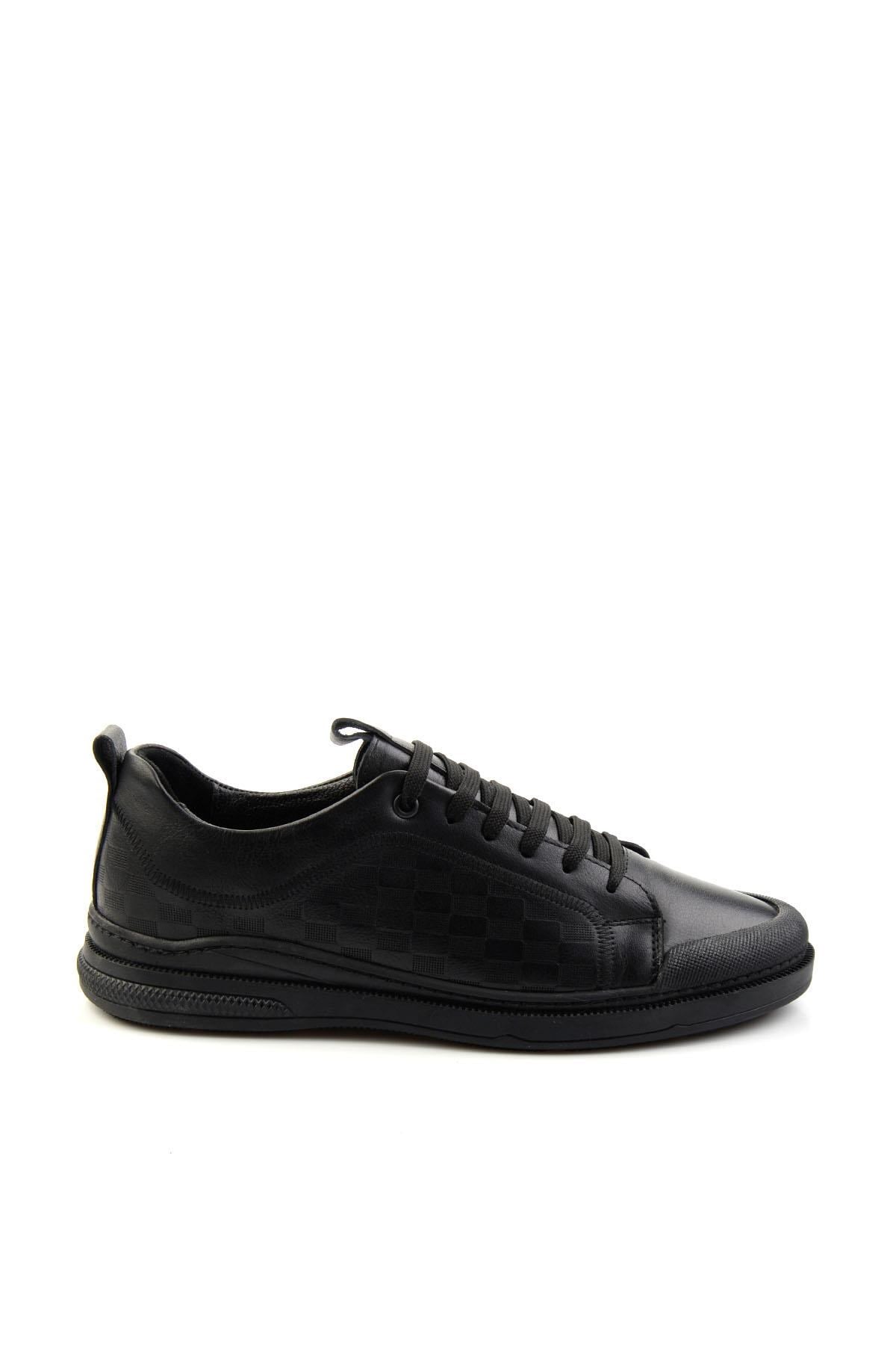 Siyah Hakiki Deri Erkek Sneaker E01084240703