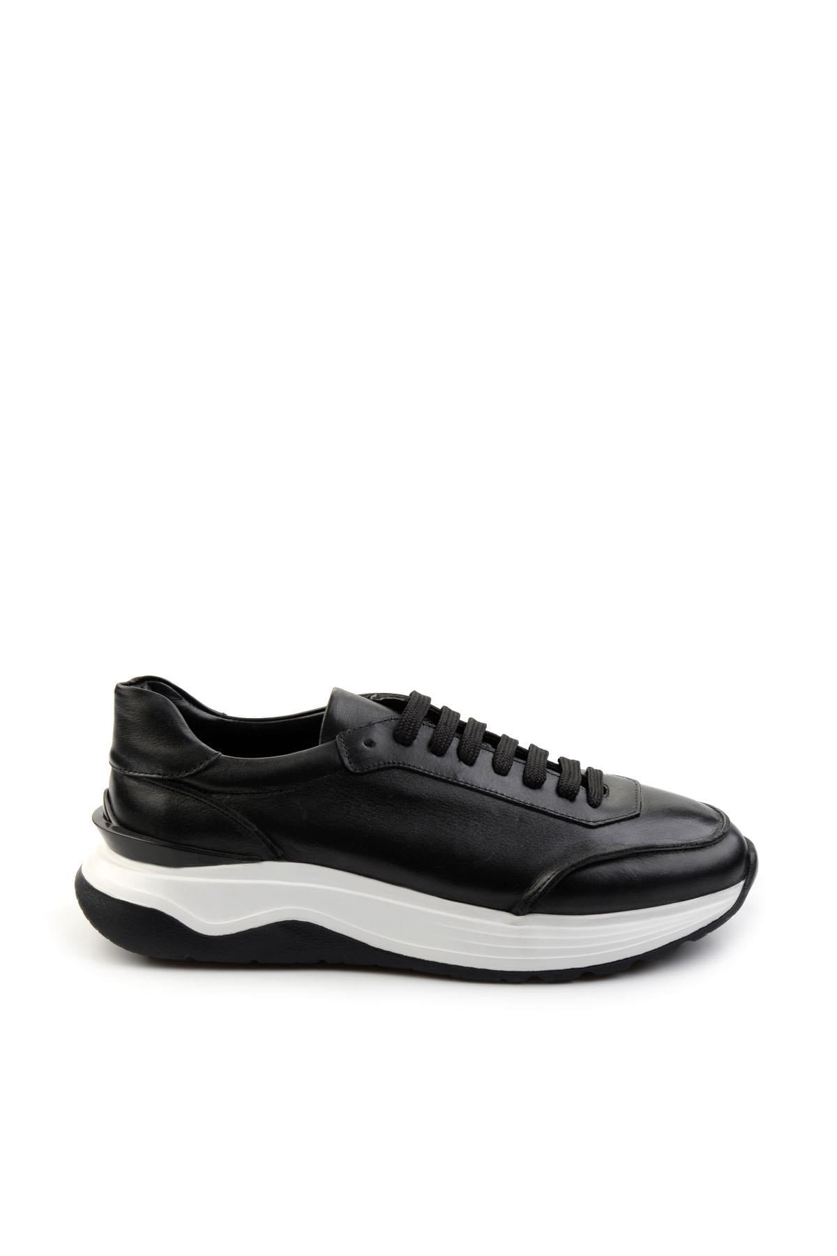 Siyah Hakiki Deri Erkek Sneaker E01087115603