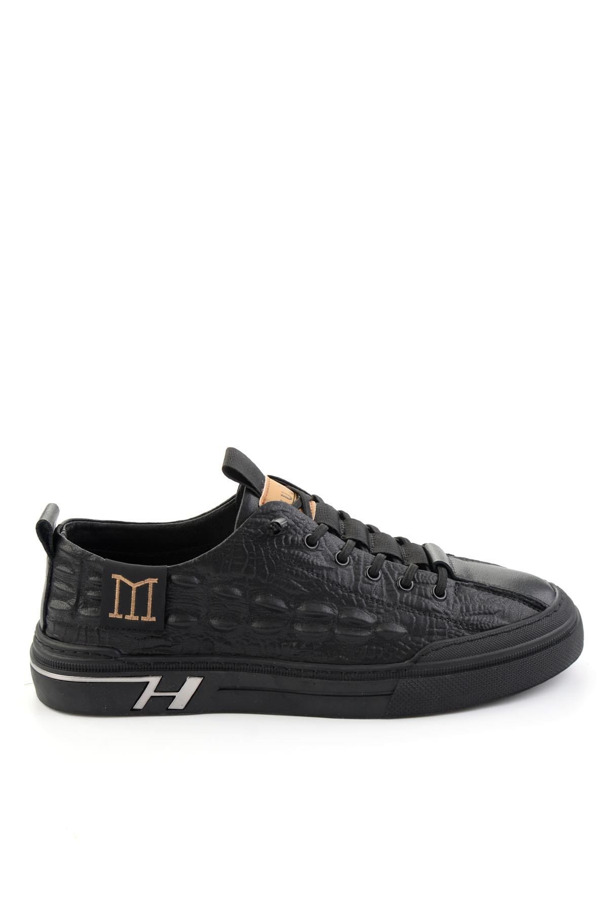 Siyah Hakiki Deri Erkek Sneaker E01185510603