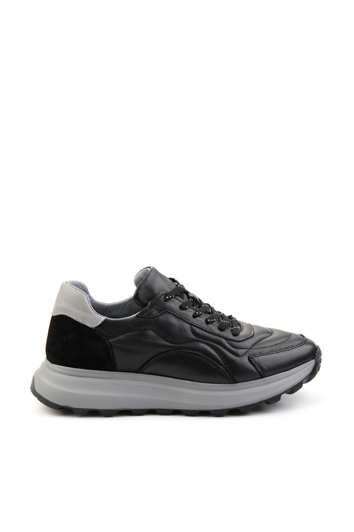 Siyah Hakiki Deri Erkek Sneaker E01347071943
