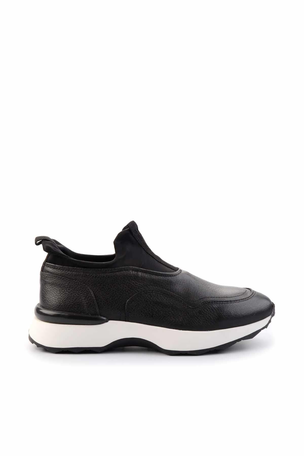 Siyah Hakiki Deri Erkek Sneaker E01585729203