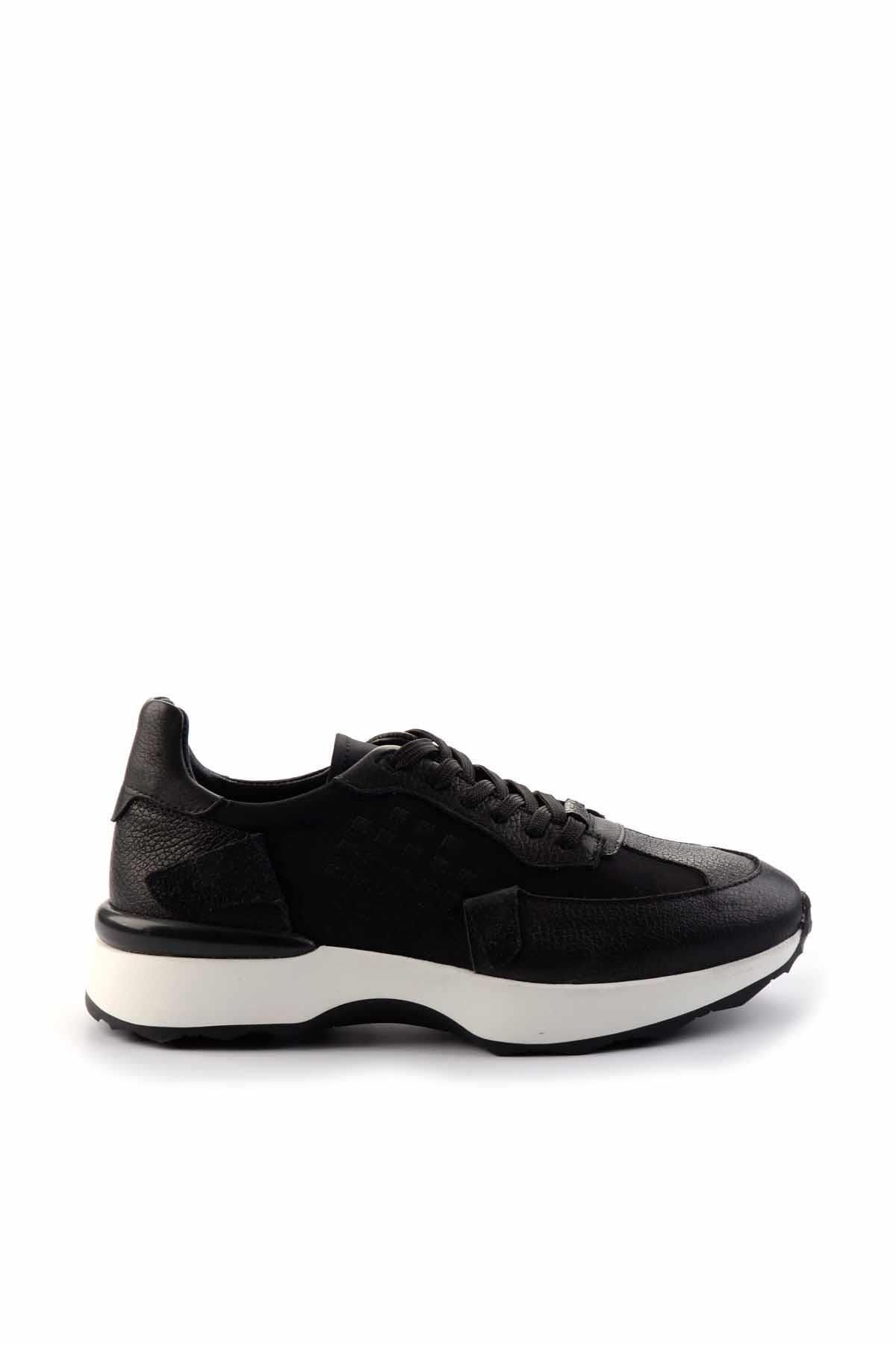 Siyah Hakiki Deri Erkek Sneaker E01585720403