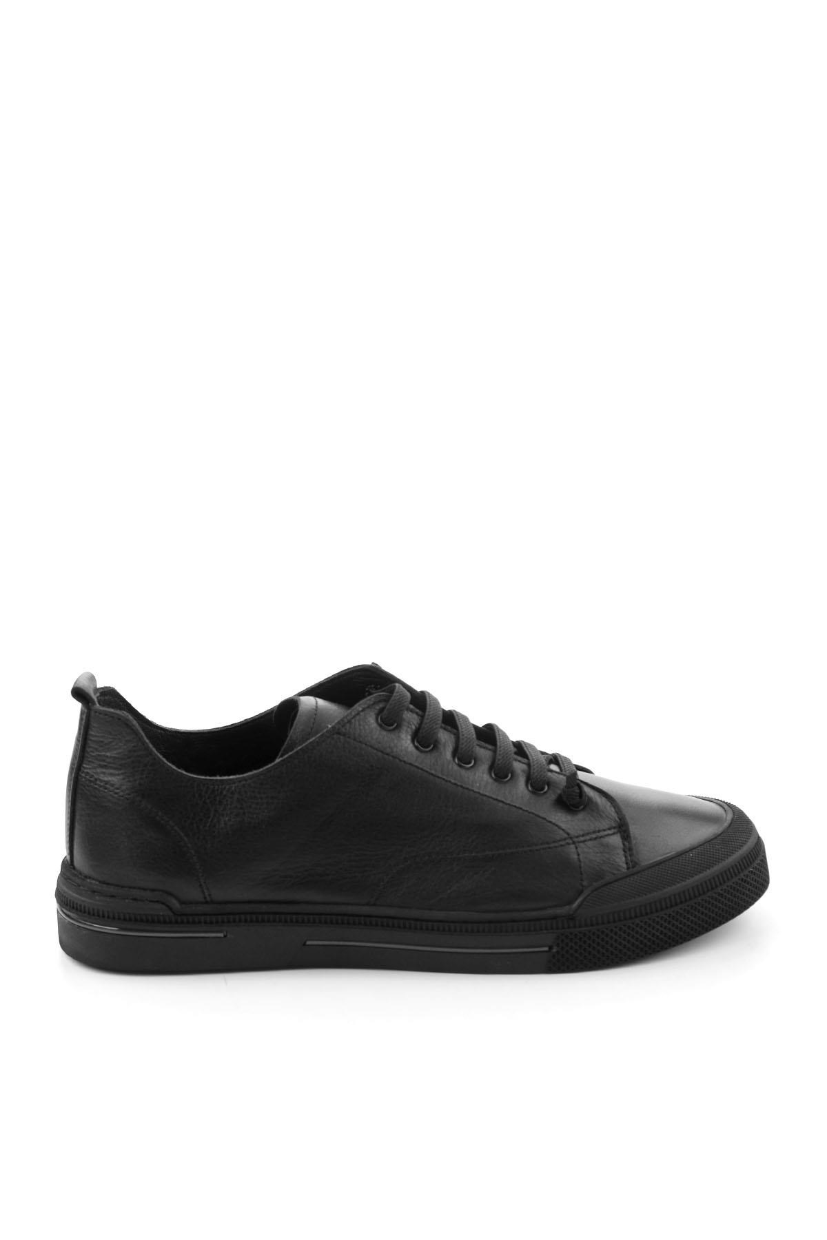Siyah Hakiki Deri Erkek Sneaker E01585773443