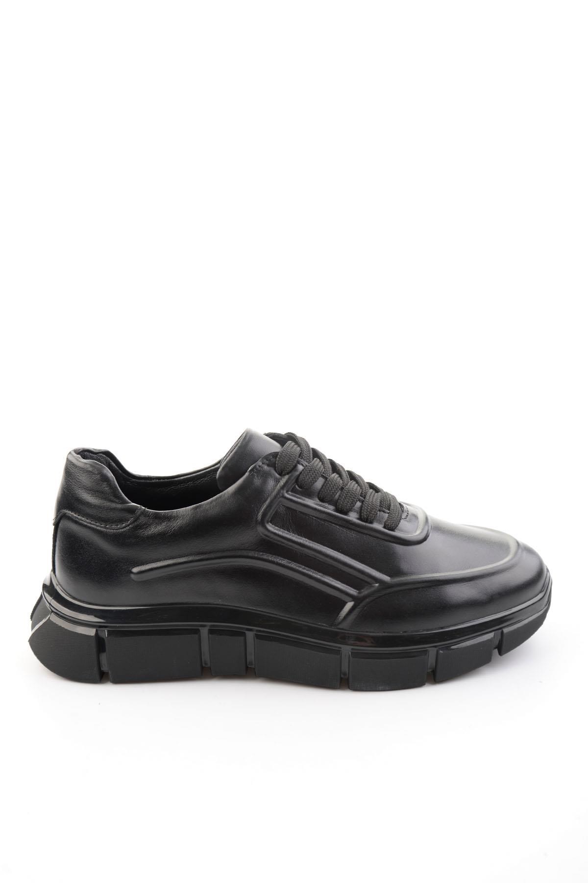 Siyah Hakiki Deri Erkek Sneaker E01736060241