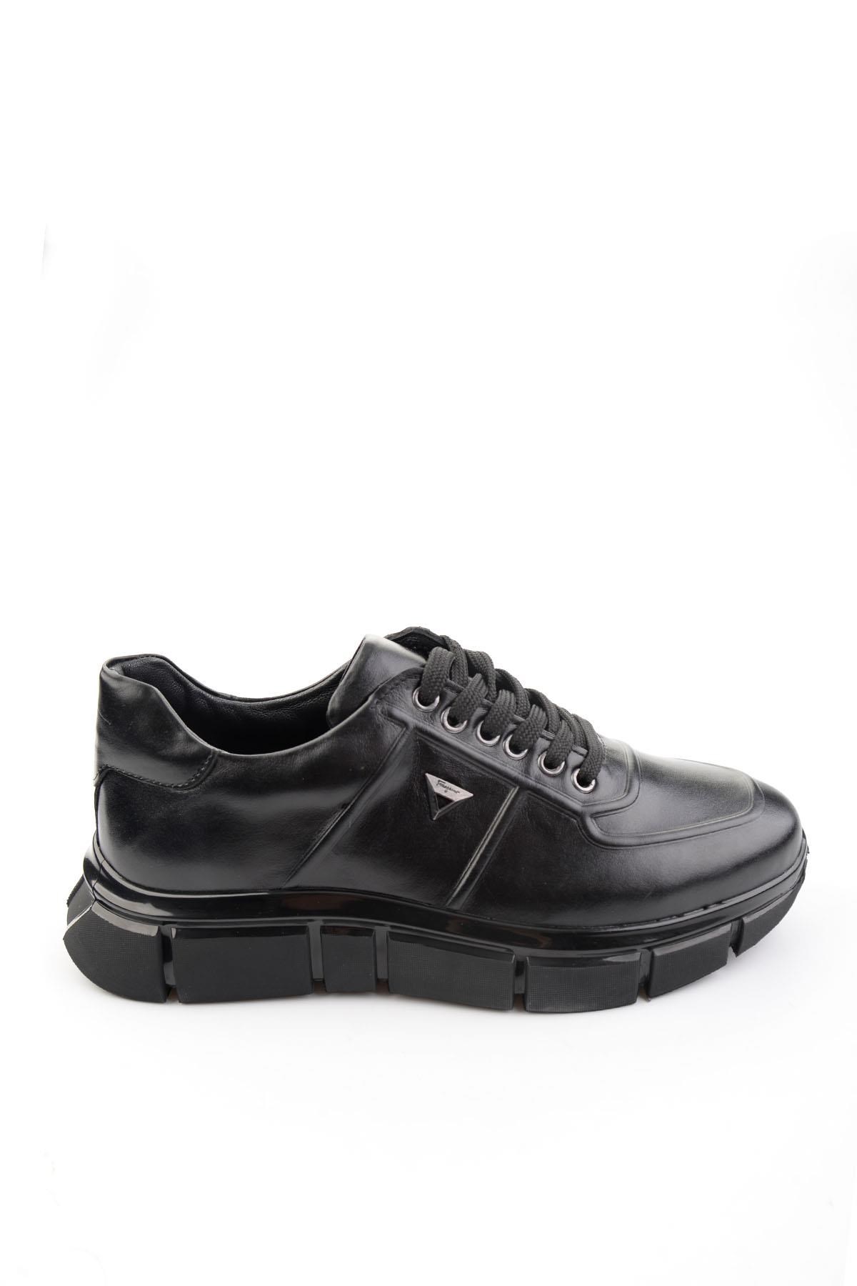 Siyah Hakiki Deri Erkek Sneaker E01736060141
