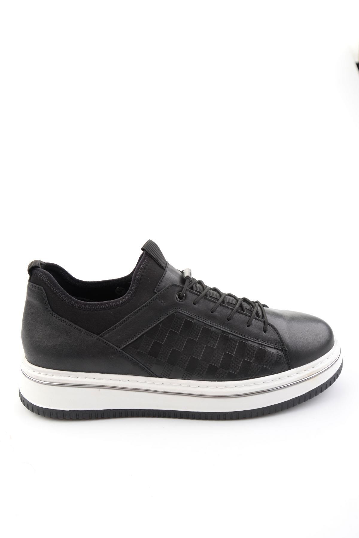 Siyah Hakiki Deri Erkek Sneaker E01958181643