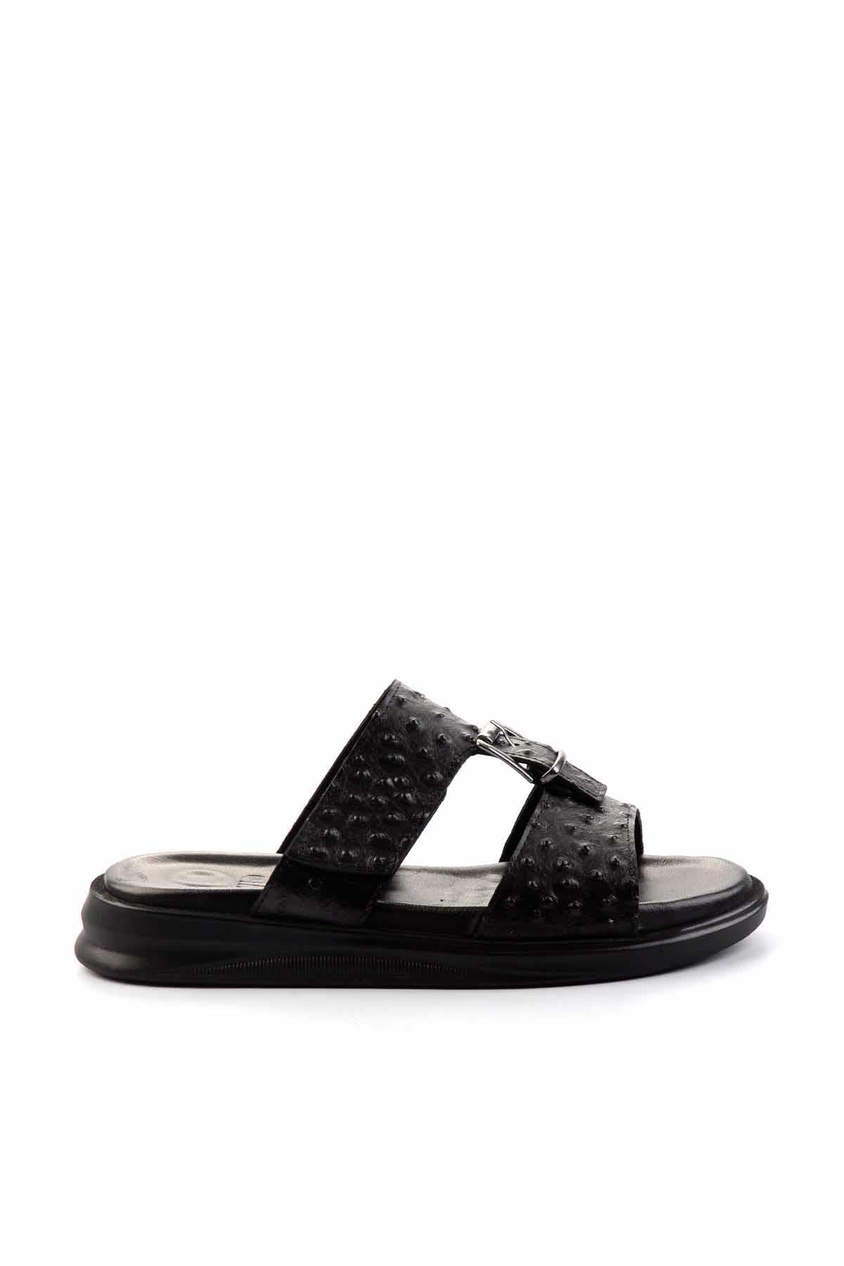 Siyah Hakiki Deri Erkek Terlik E04433600603