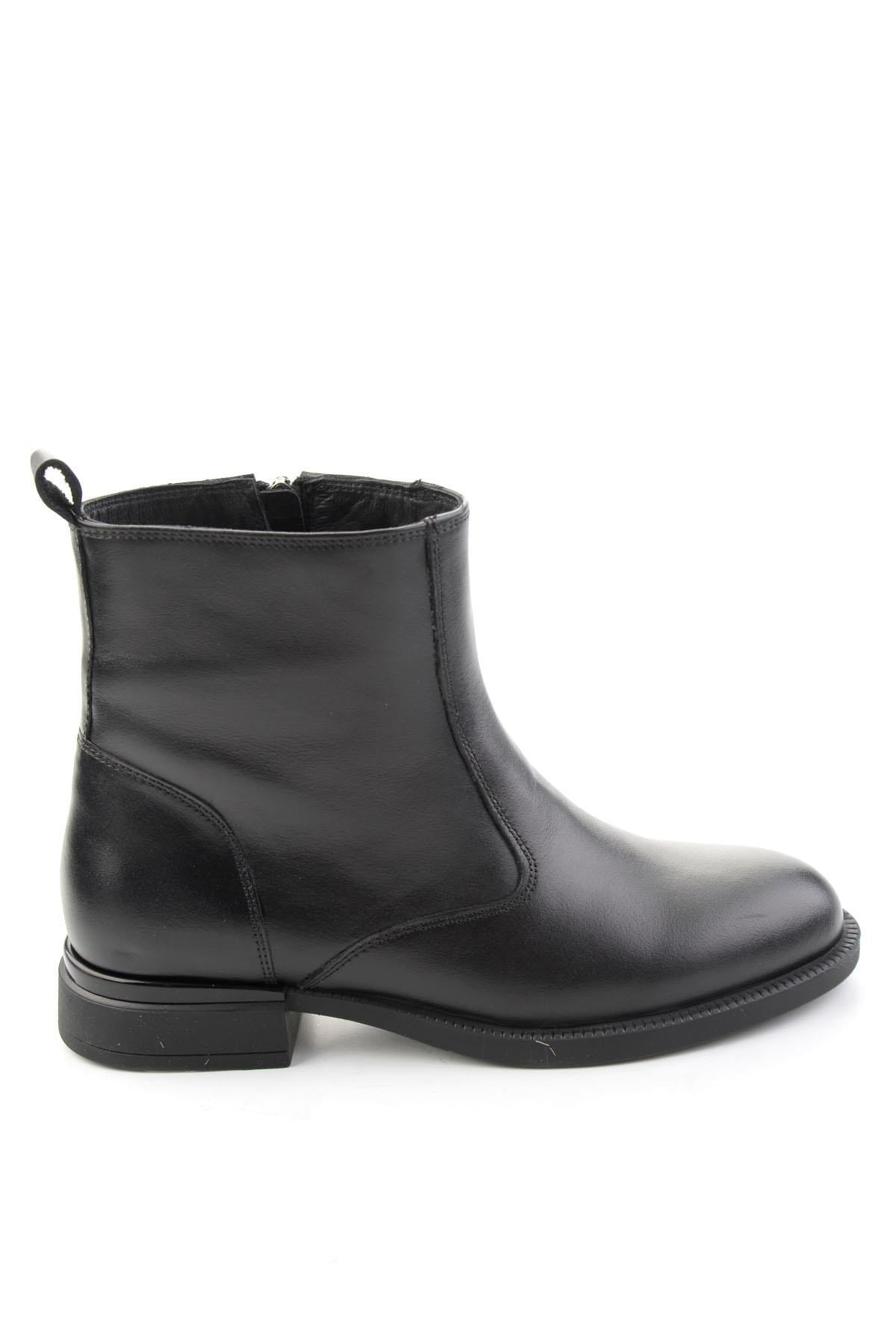 Siyah Hakiki Deri Kadın Bot & Bootie K02793222203
