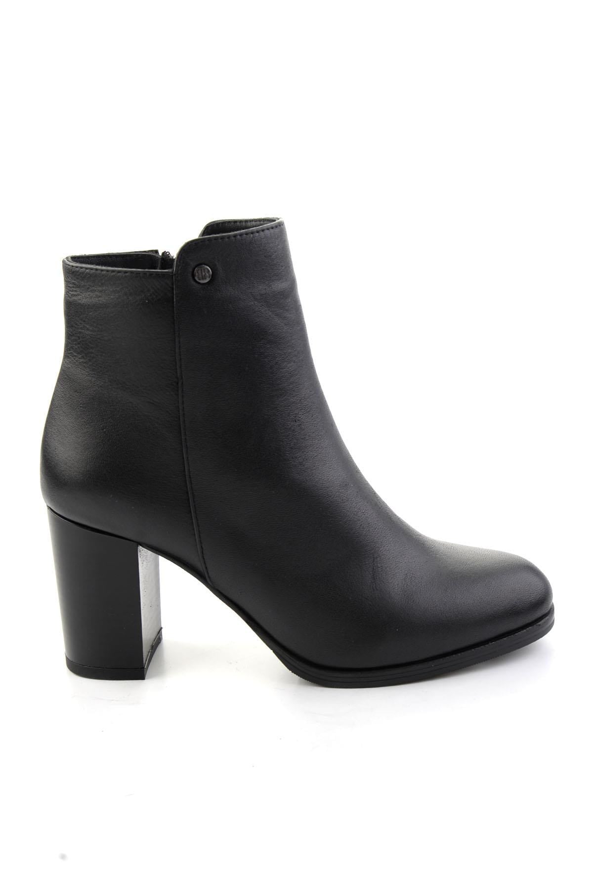 Siyah Hakiki Deri Kadın Bot & Bootie K02208210403
