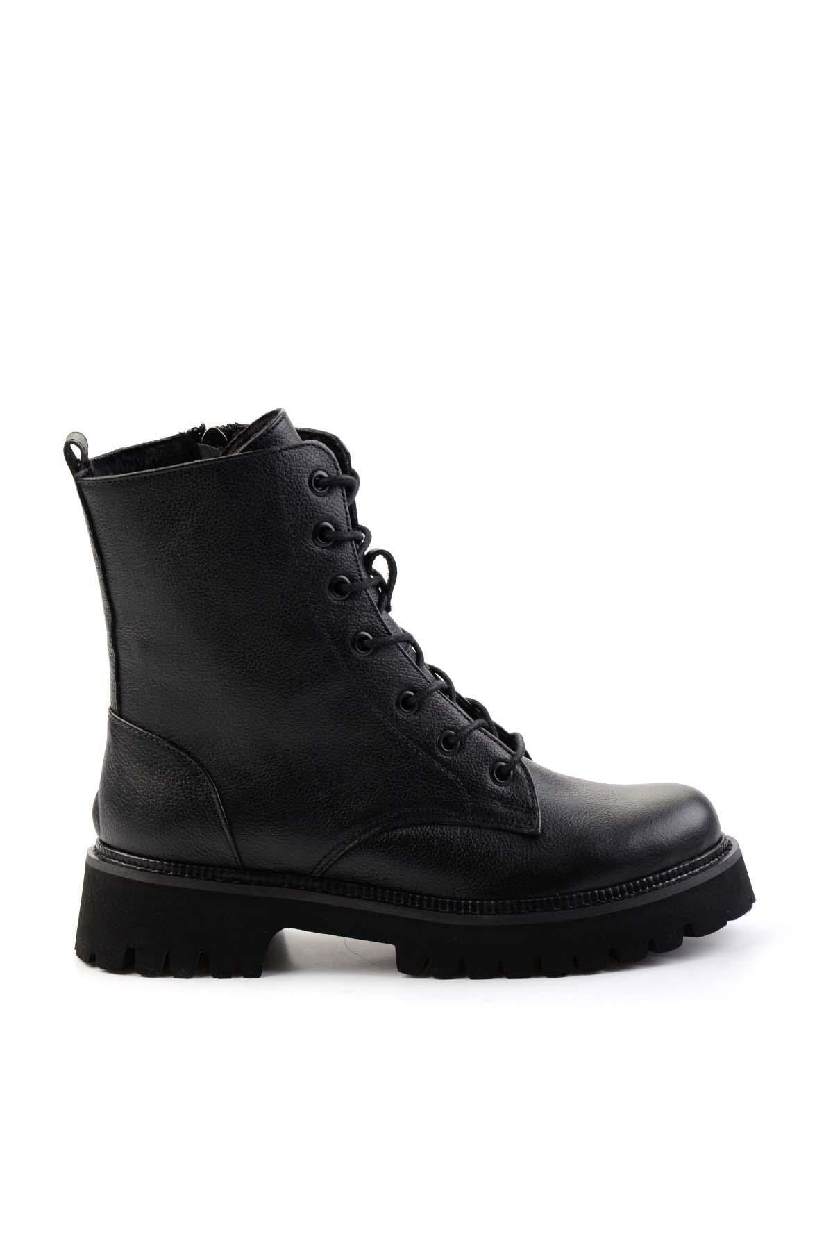 Siyah Hakiki Deri Kadın Bot & Bootie K02666420003