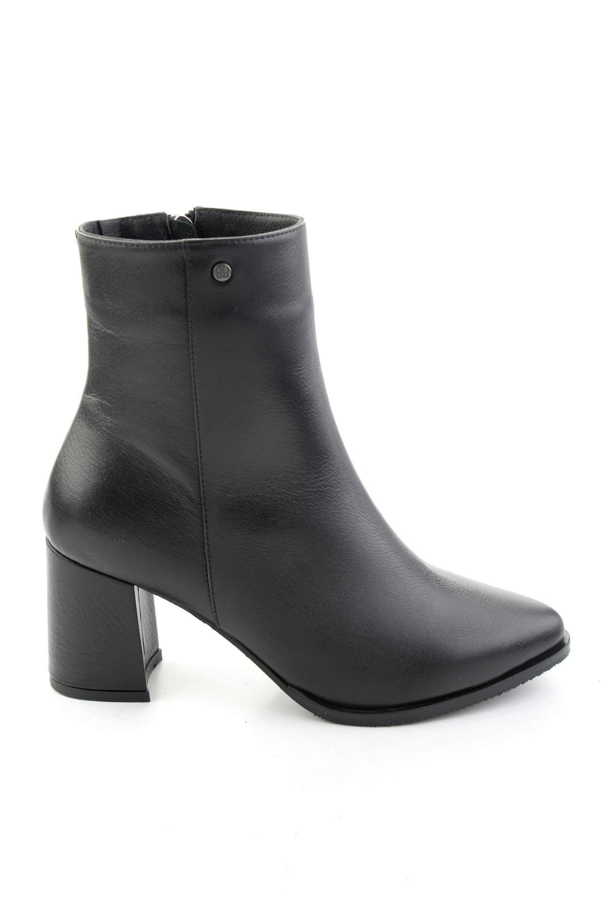 Siyah Hakiki Deri Kadın Bot & Bootie K02208562803