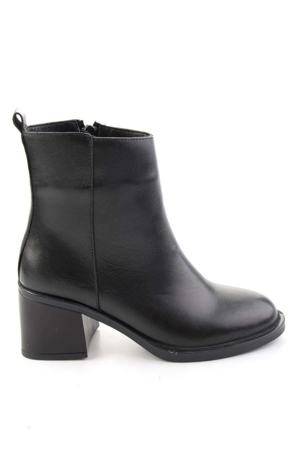 Siyah Hakiki Deri Kadın Bot & Bootie K02788002003