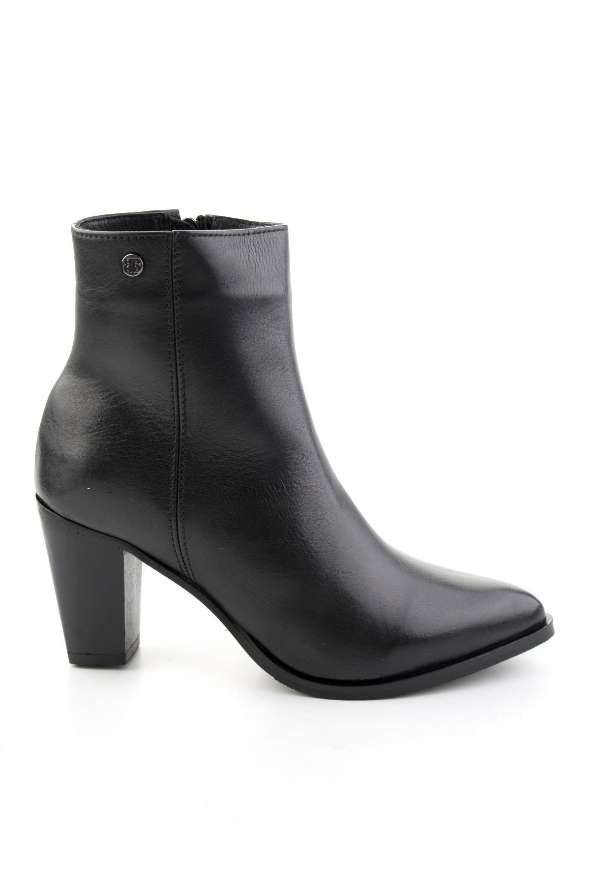 Siyah Hakiki Deri Kadın Bot & Bootie K02750740703