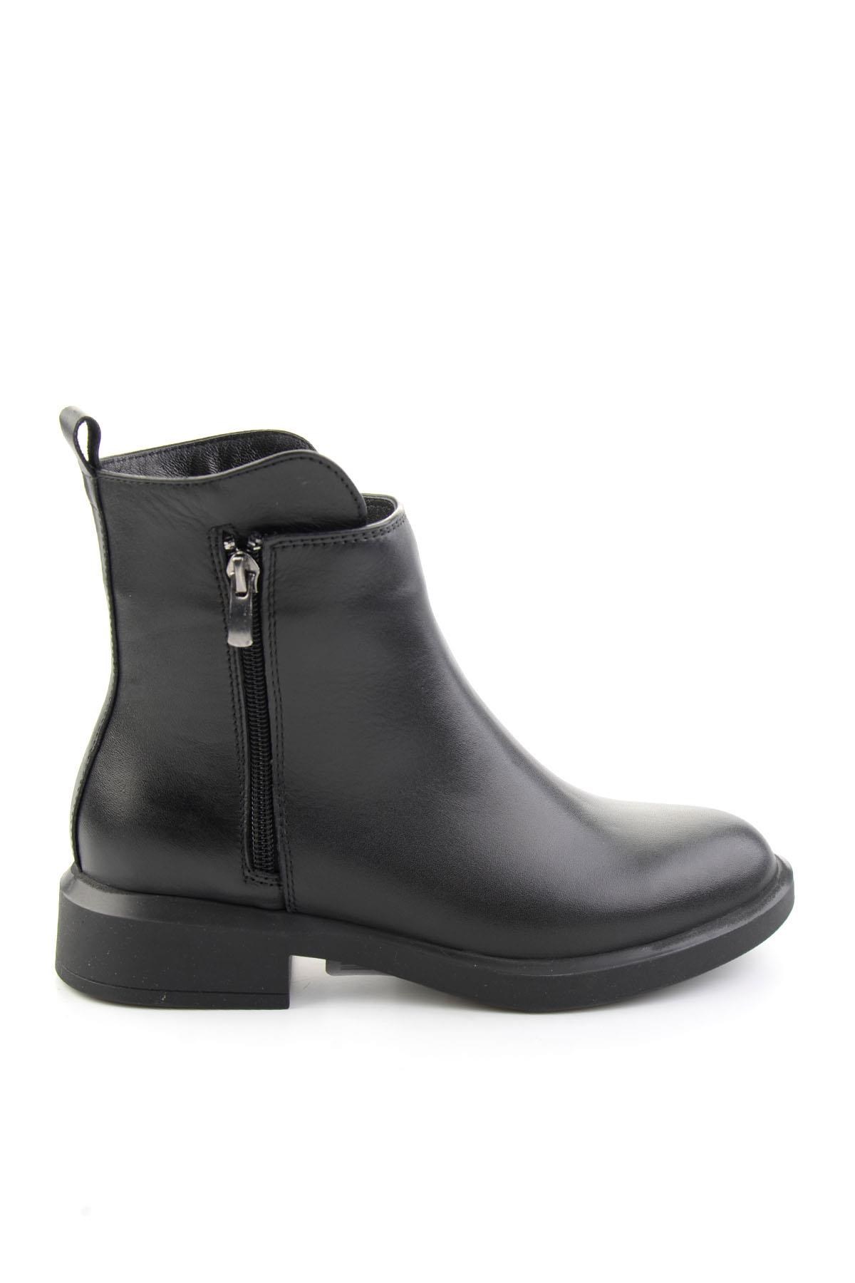Siyah Hakiki Deri Kadın Bot & Bootie K02788003003