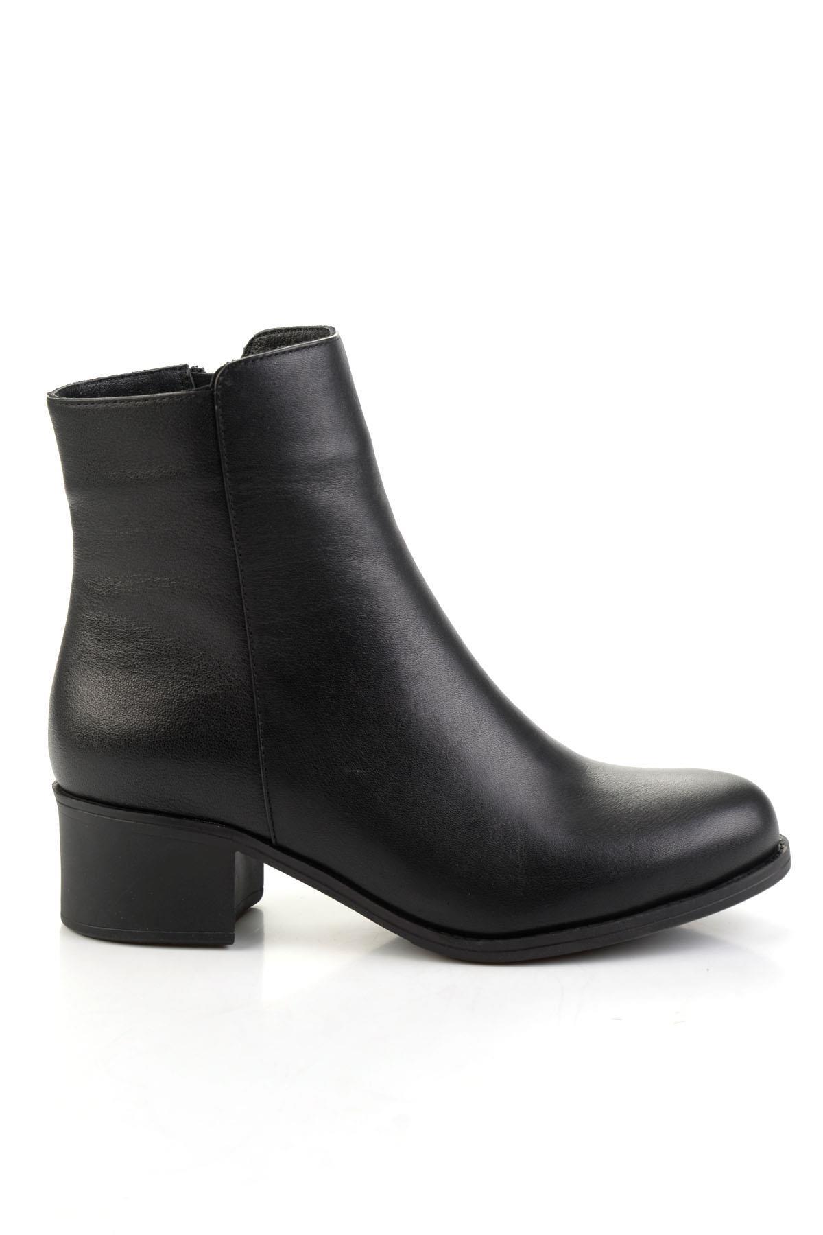 Siyah Hakiki Deri Kadın Bot & Bootie K02208022003