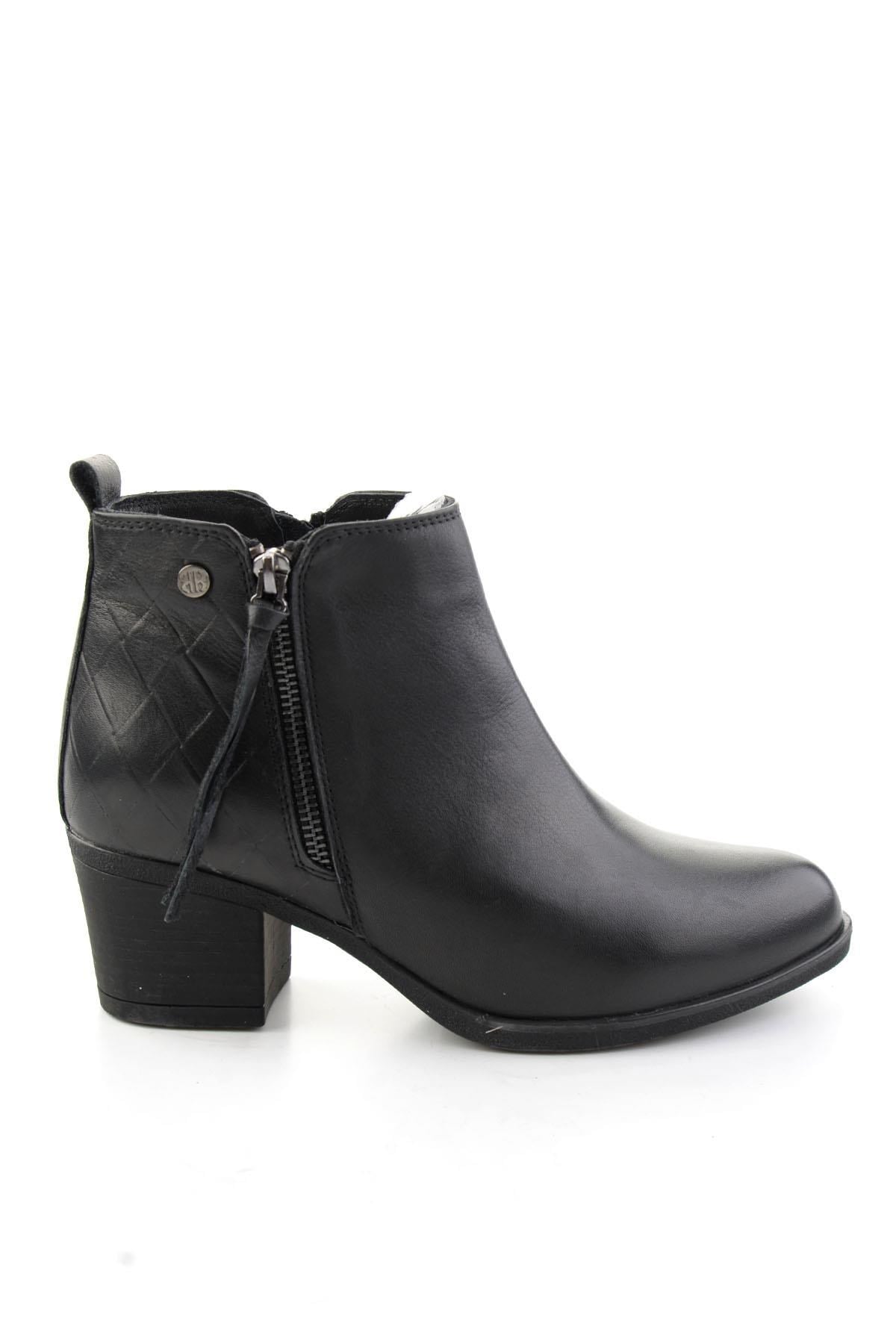 Siyah Hakiki Deri Kadın Bot & Bootie K02750043103