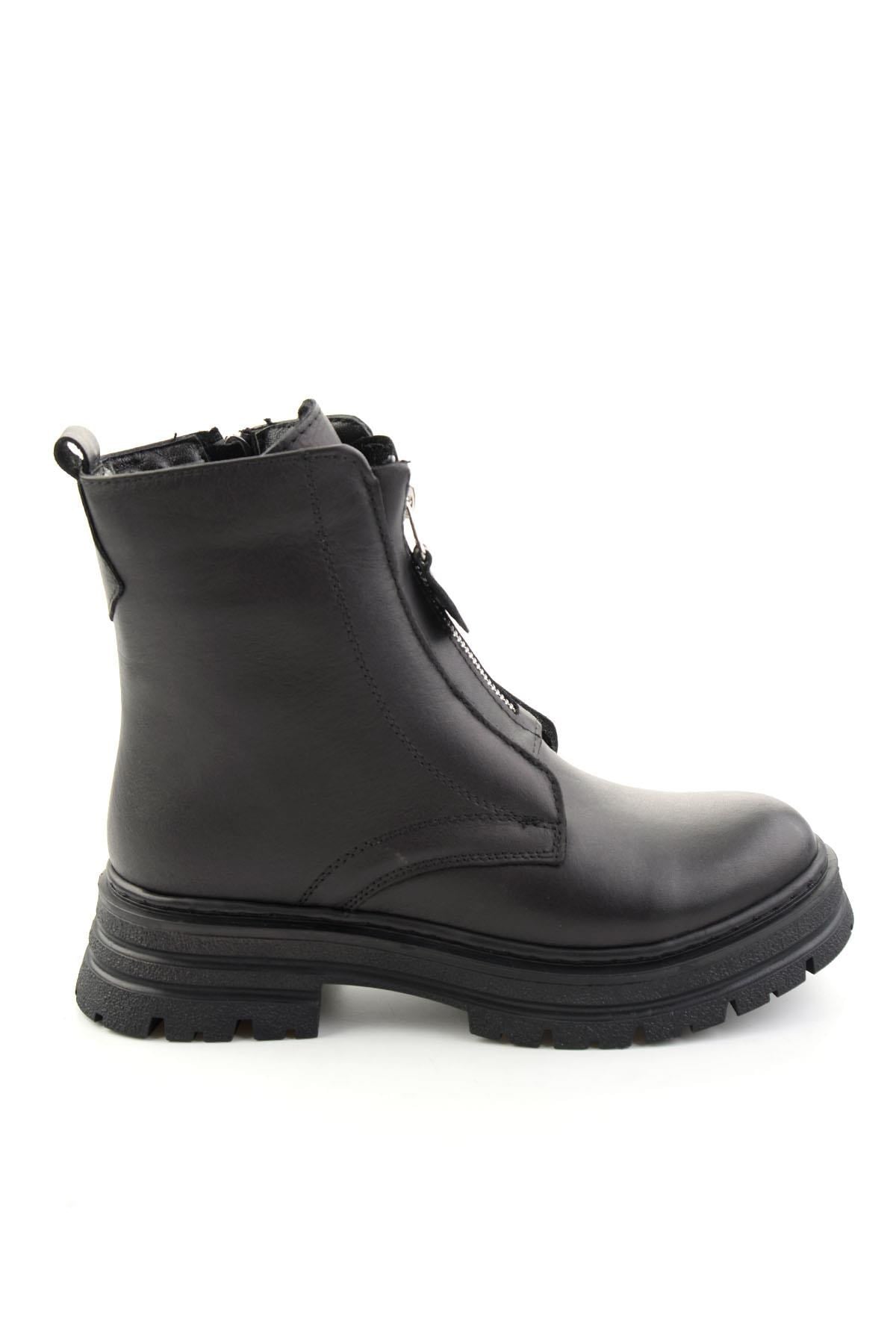 Siyah Hakiki Deri Kadın Bot & Bootie K02462089903