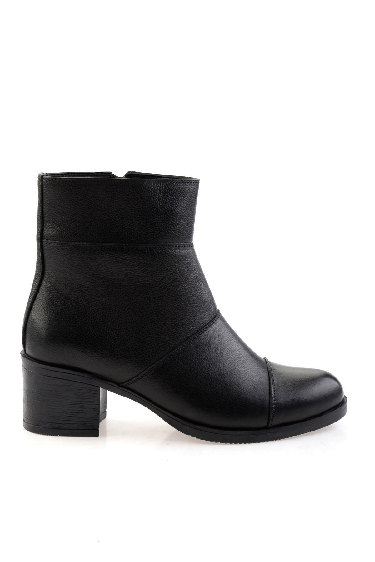 Siyah Hakiki Deri Kadın Bot & Bootie K02286001703