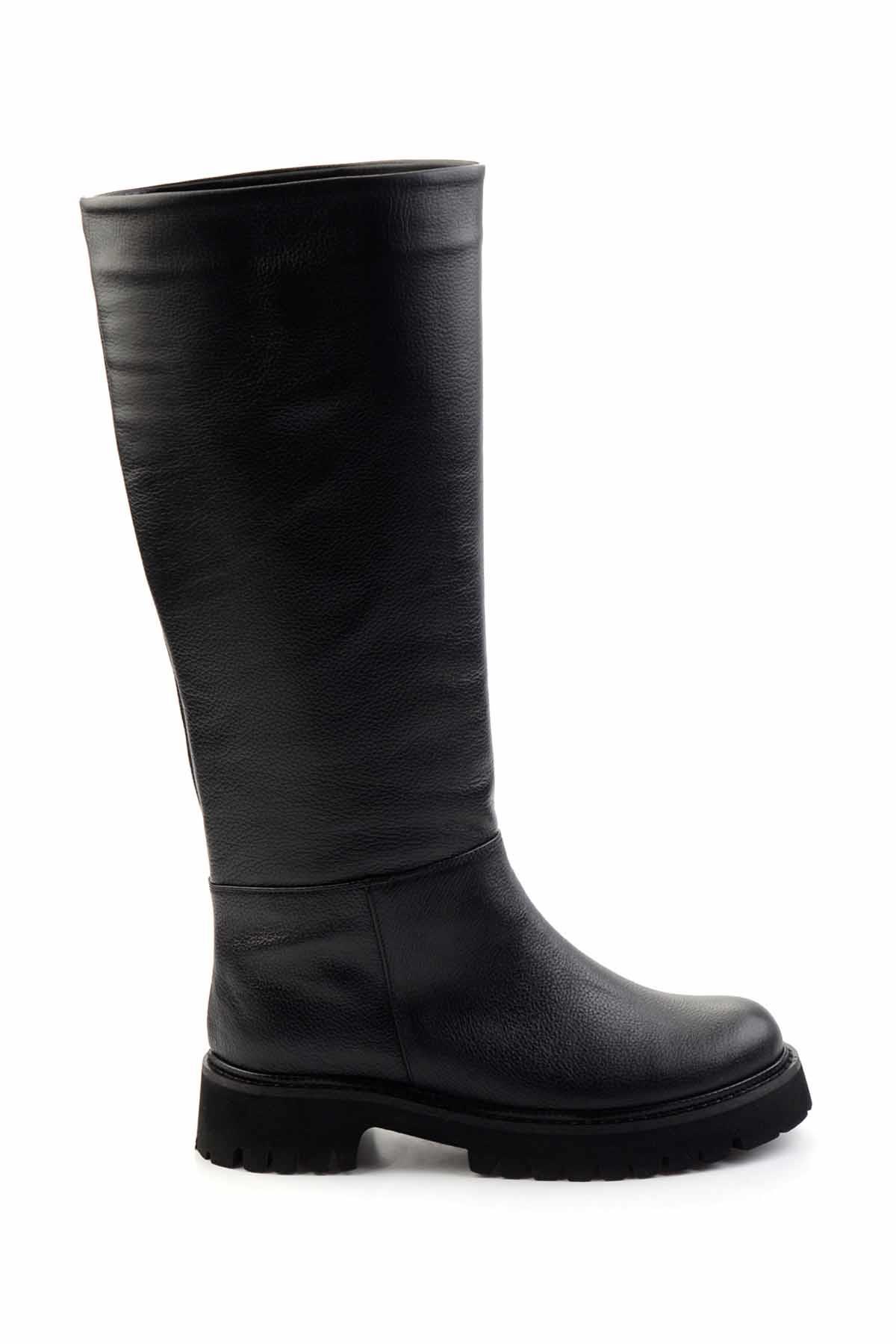 Siyah Hakiki Deri Kadın Çizme K03666552003