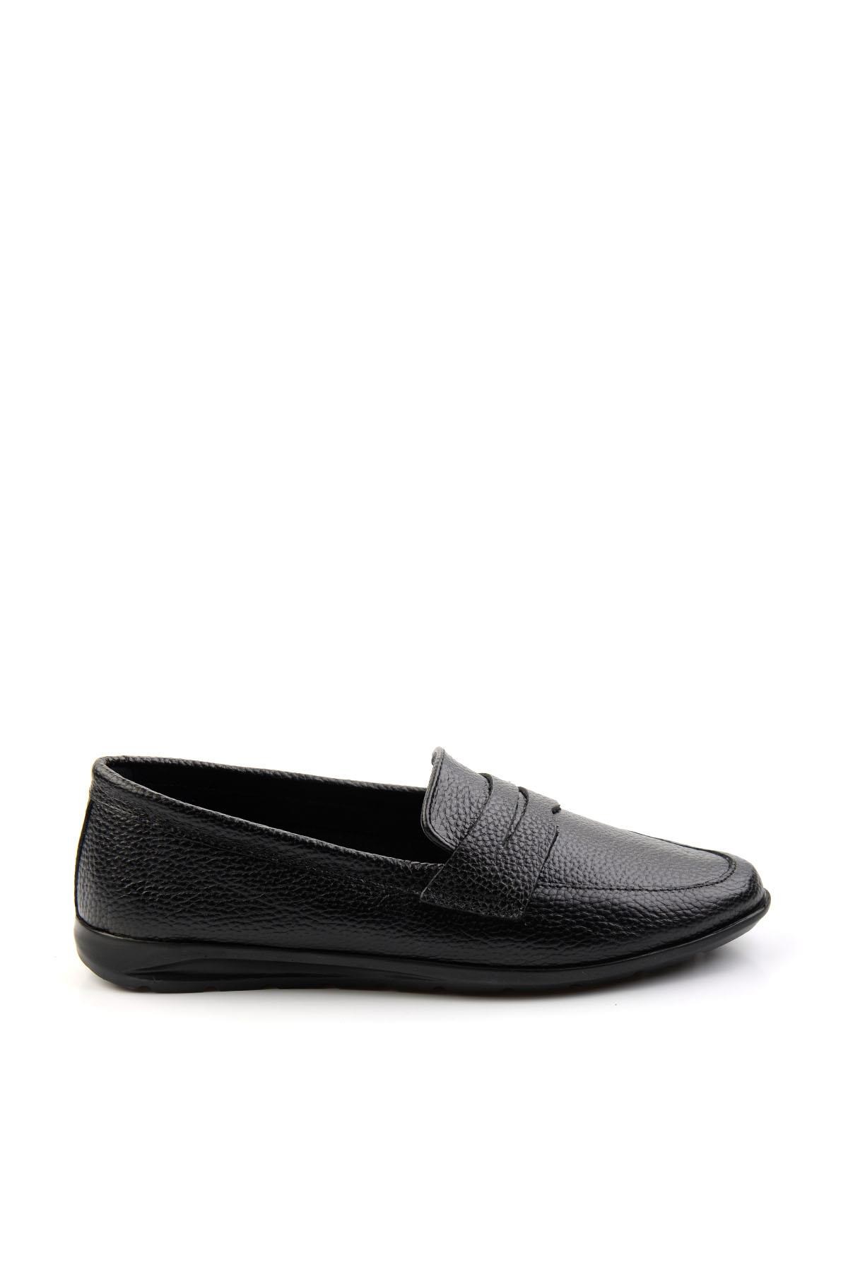 Siyah Hakiki Deri Kadın Loafer Ayakkabı K01718110303