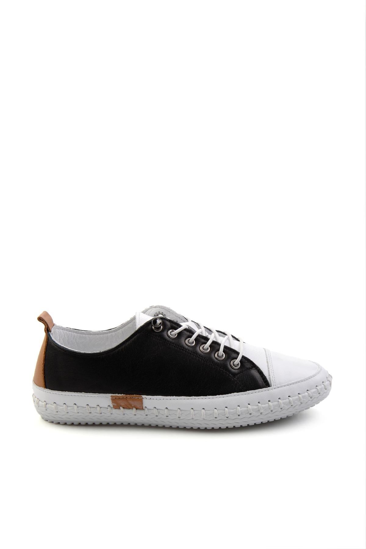 Siyah Hakiki Deri Kadın Sneaker K01465065403