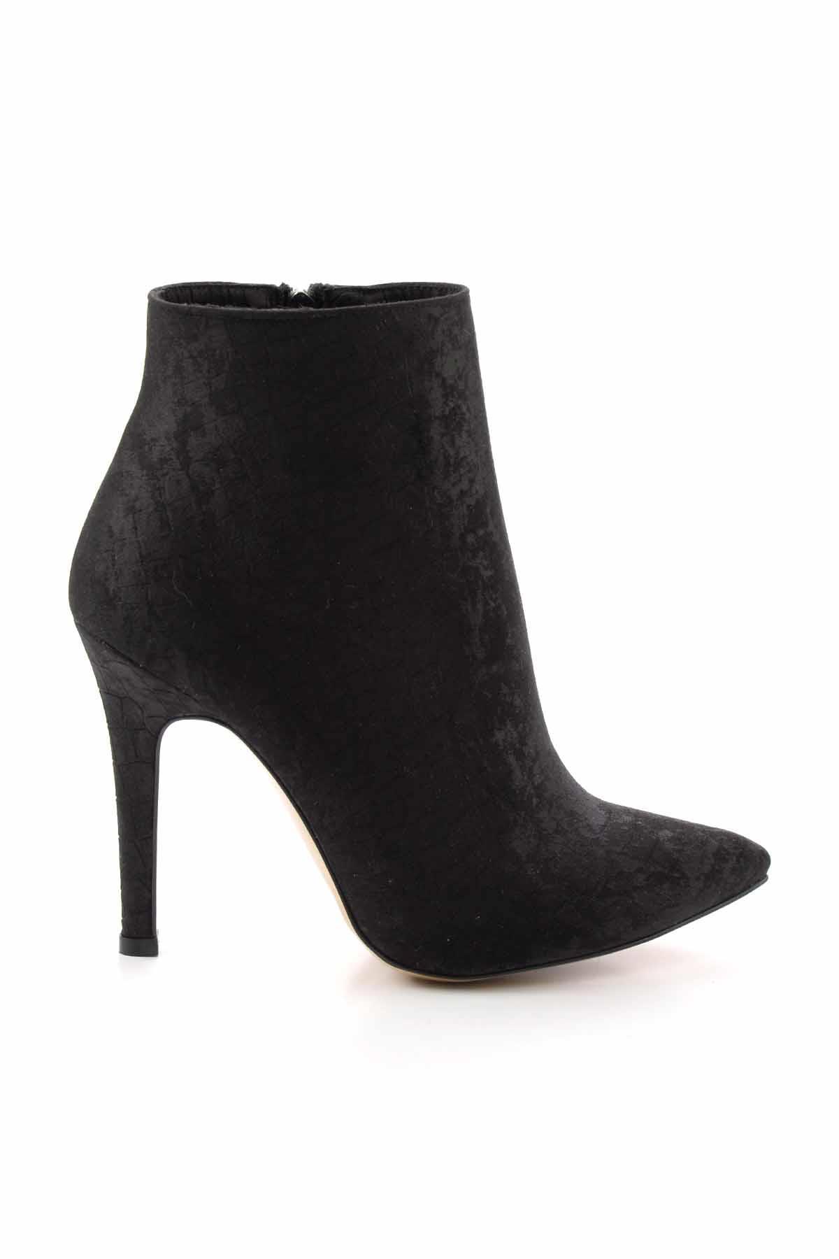 Siyah Kroko Süet  Kadın Bot & Bootie K02674103602