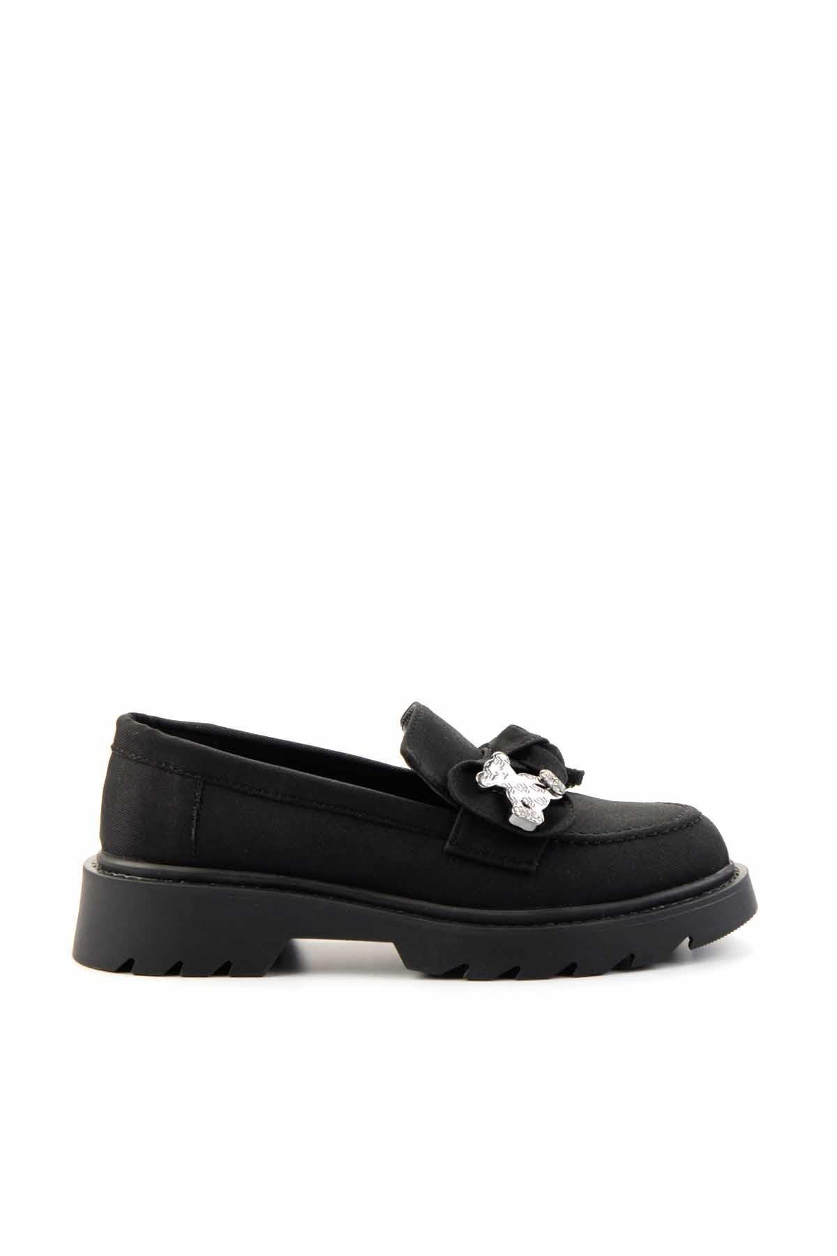 Siyah Kumaş  Kadın Loafer Ayakkabı K01246170804