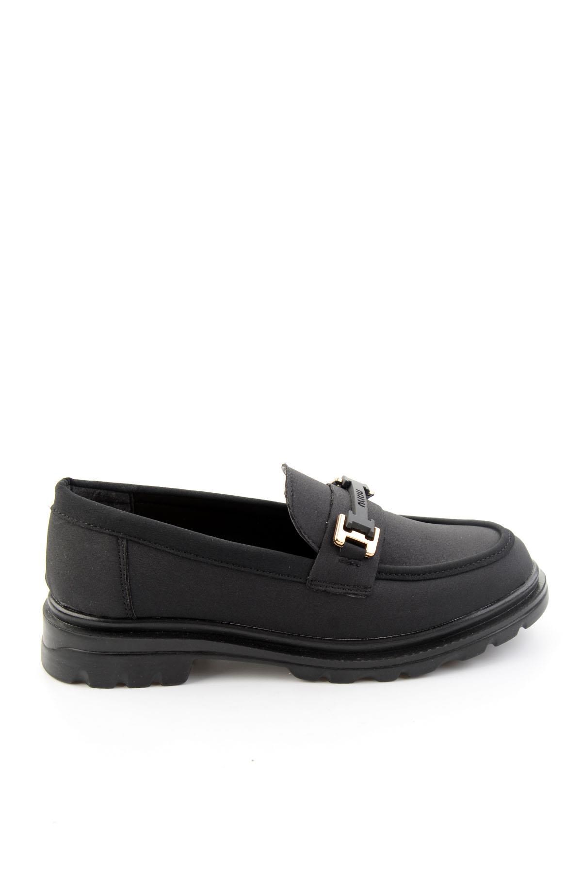 Siyah Mat Saten  Kadın Loafer Ayakkabı K01179828120