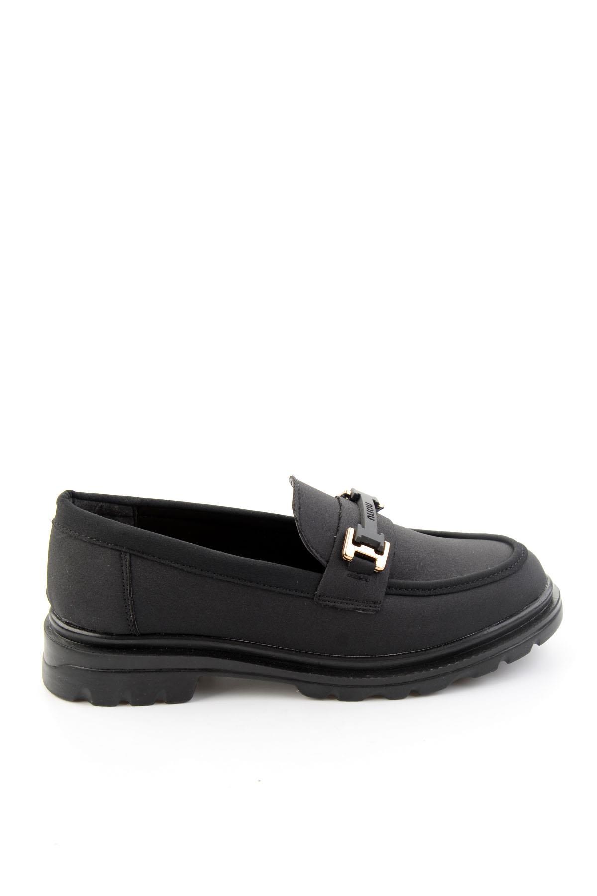 Siyah Mat Saten  Kadın Loafer Ayakkabı K01179828120