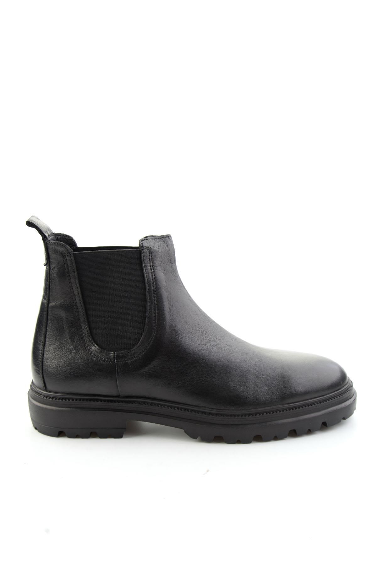 Siyah Napa Hakiki Deri Erkek Bot & Bootie E02648628743