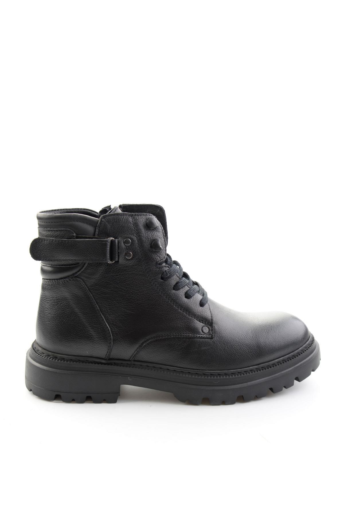 Siyah Napa Hakiki Deri Erkek Bot & Bootie E02396025743