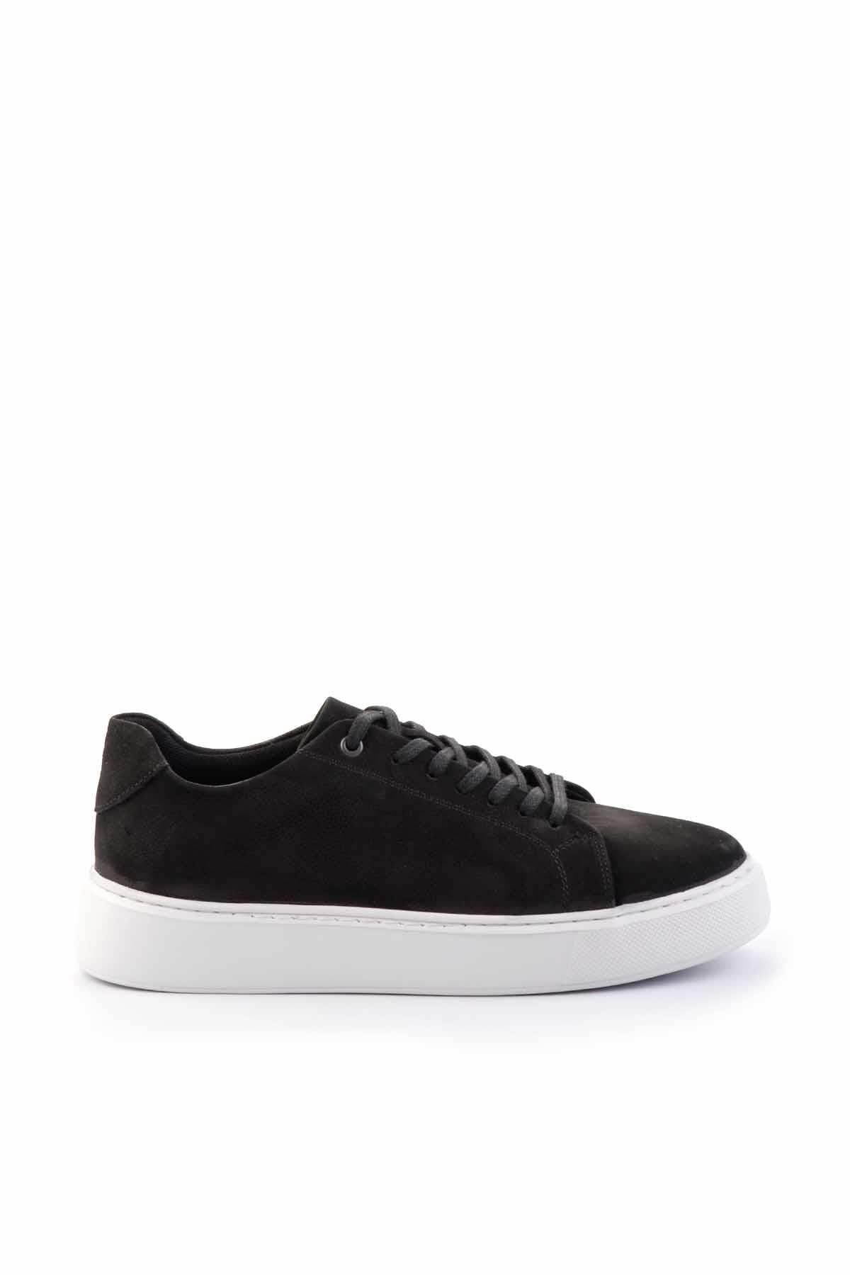 Siyah Nubuk Hakiki Deri Erkek Sneaker E01380100701