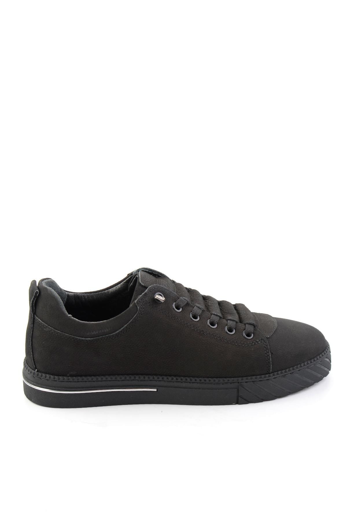 Siyah Nubuk Hakiki Deri Erkek Sneaker E01610196501