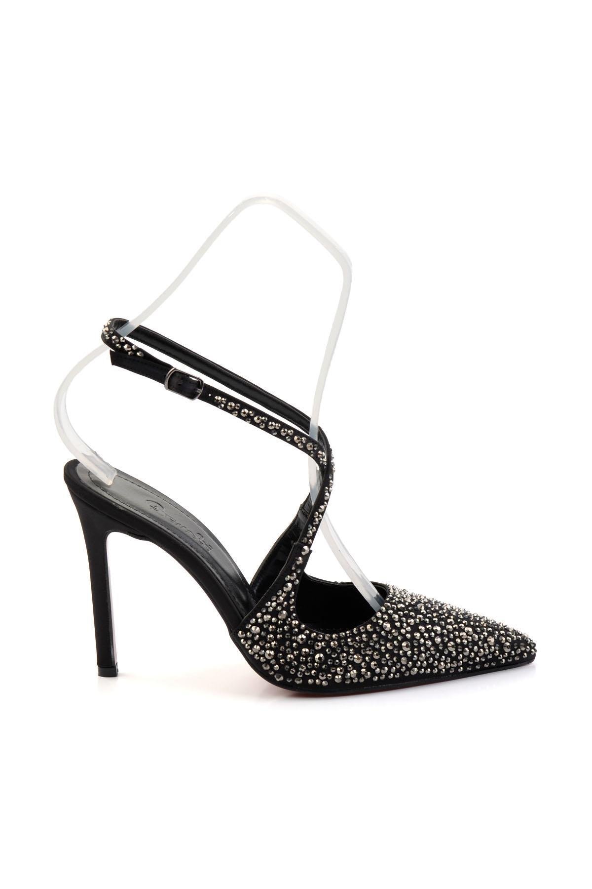 Siyah Platin  Kadın Abiye Ayakkabı K01565041287