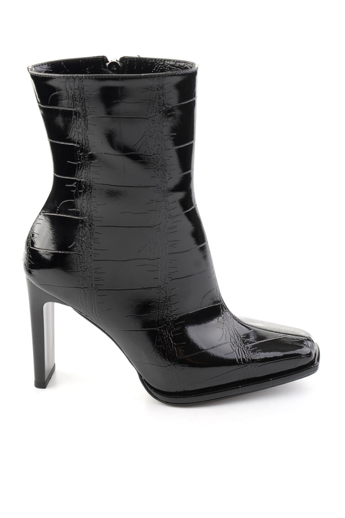 Siyah Rugan Kroko  Kadın Bot & Bootie K02209021119