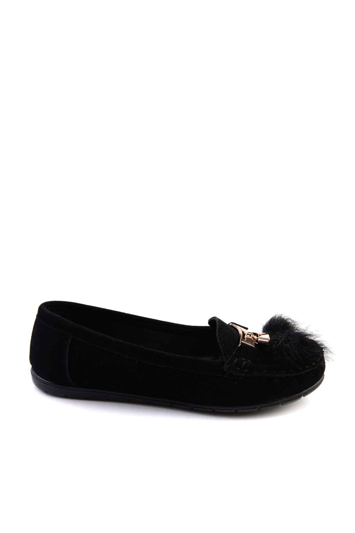 Siyah Süet  Kadın Loafer Ayakkabı F0338071972
