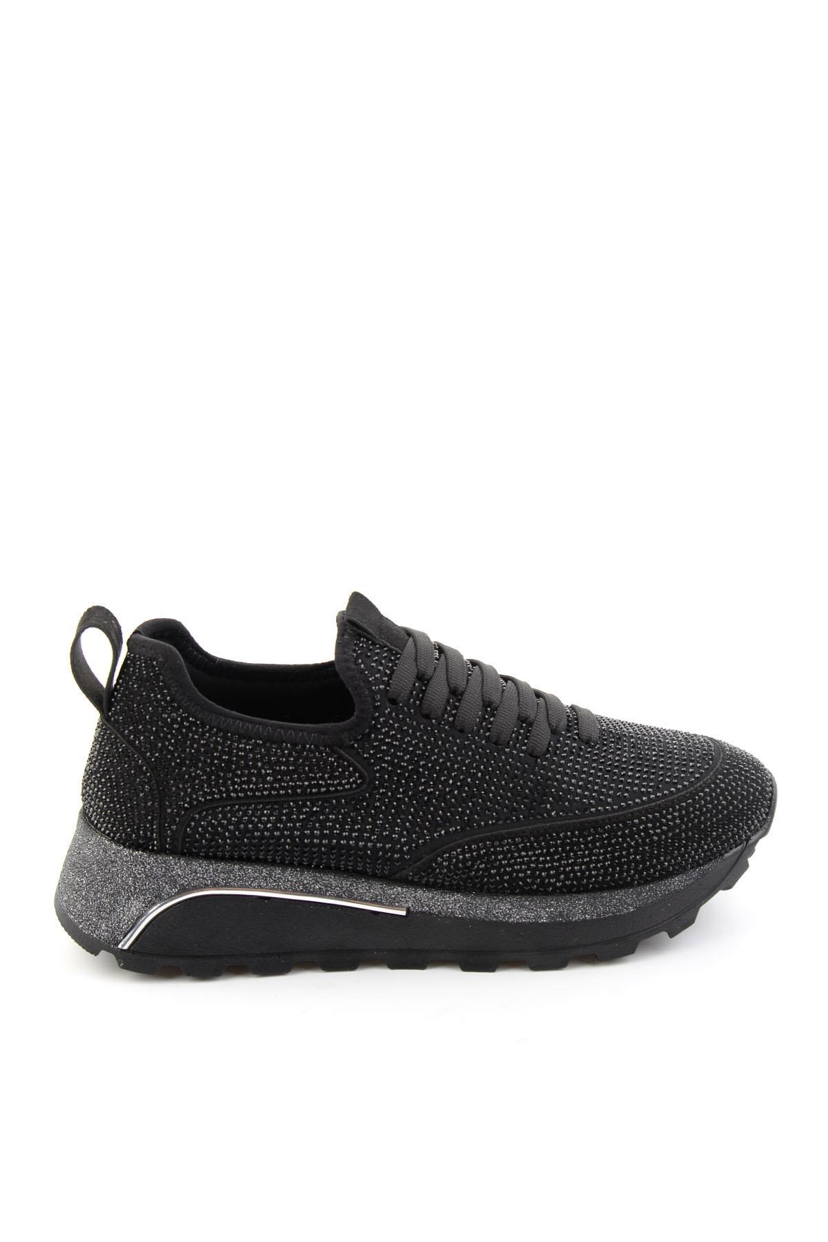 Siyah Taşlı  Kadın Sneaker K01834220187