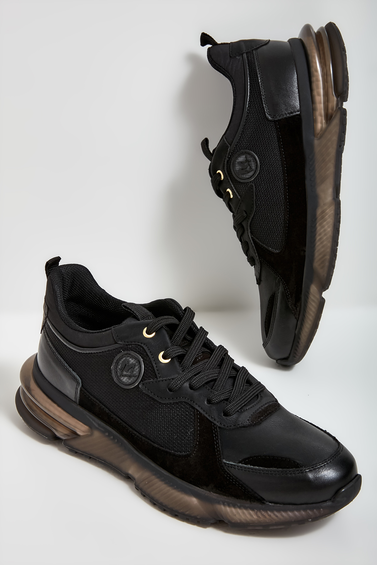 Siyah/Siy.Simli Hakiki Deri Erkek Sneaker Ayakkabı