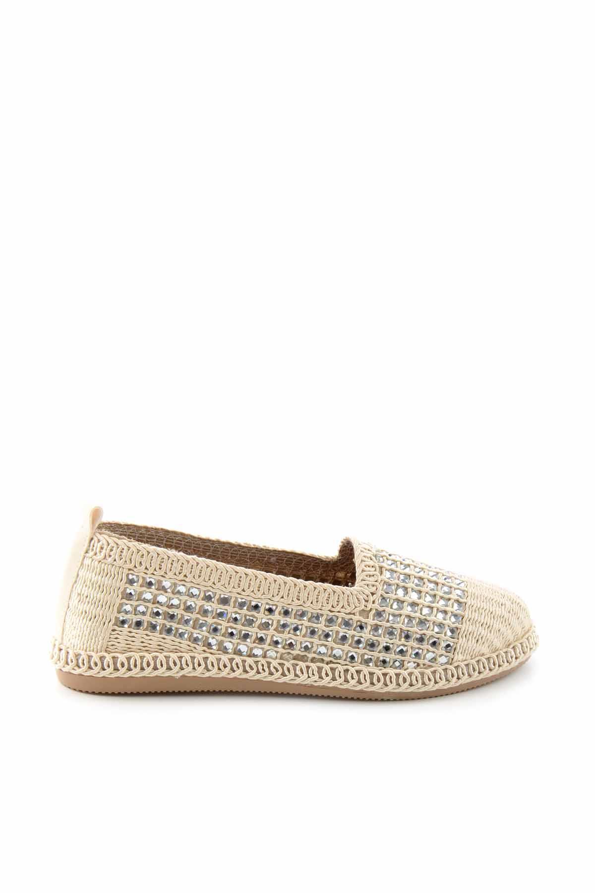 Ten Beyaz Örgü  Kadın Espadril K01823012516