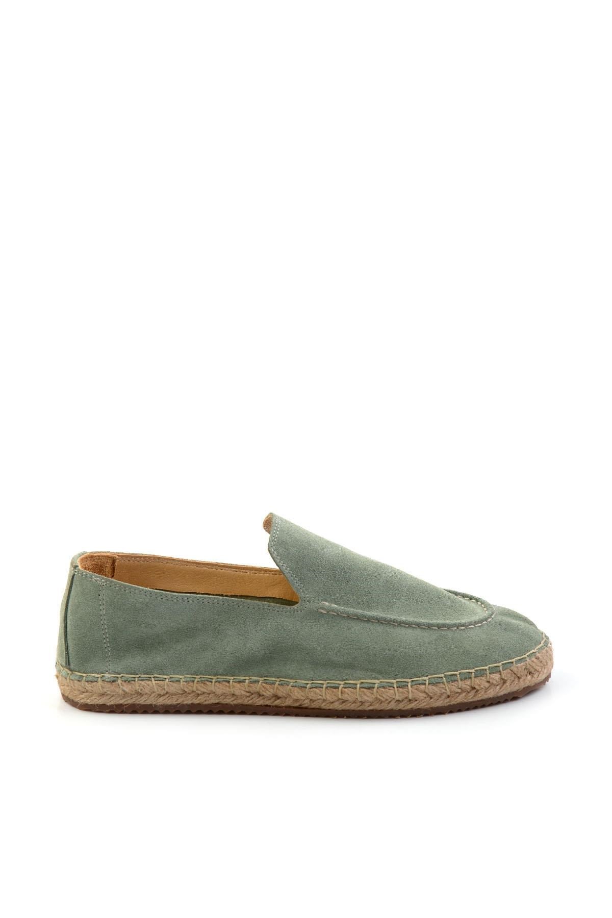 Yeşil Hakiki Deri Erkek Espadril E01558000102
