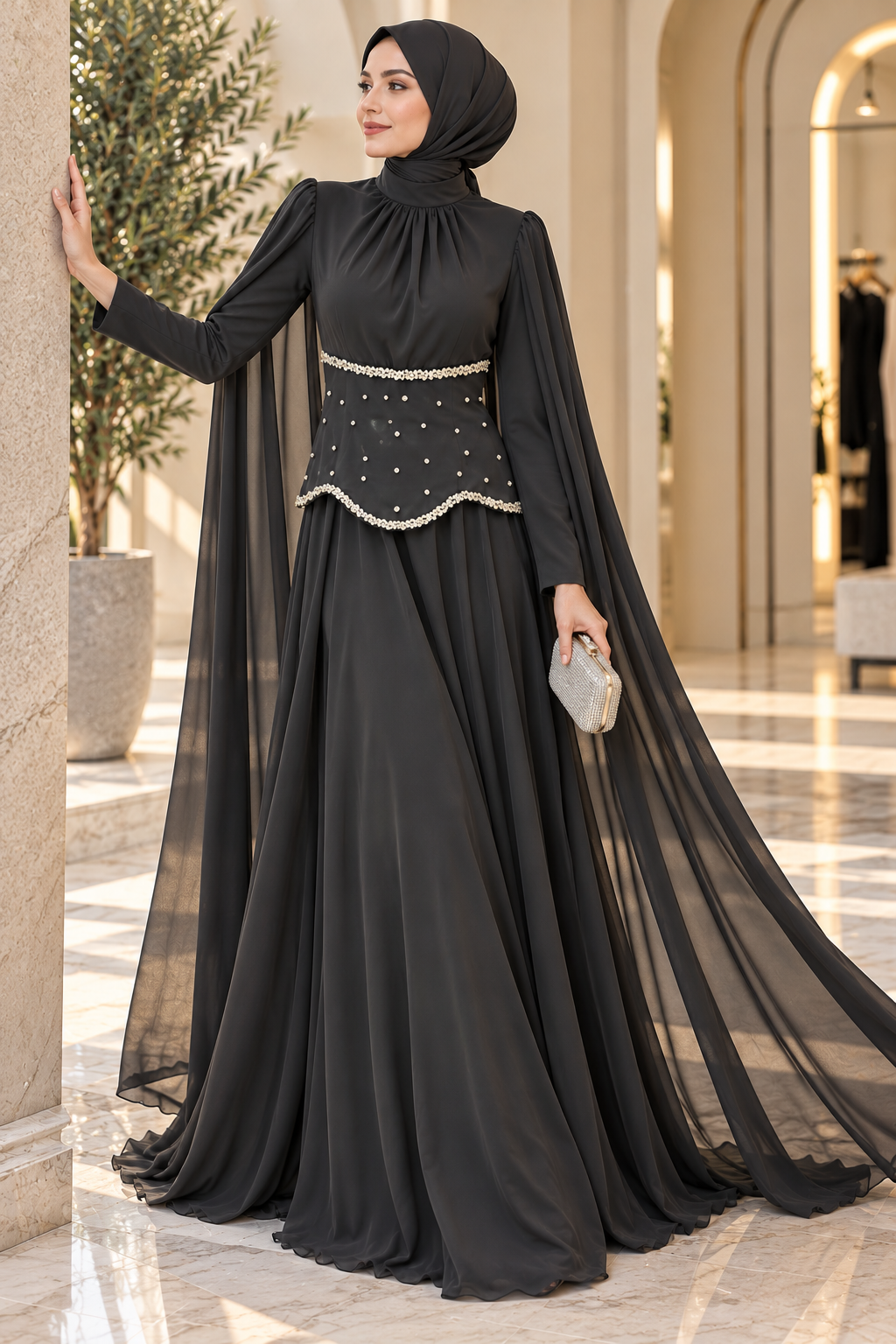 Hakimoda Kadın Rehan Siyah AbiyeLP6394