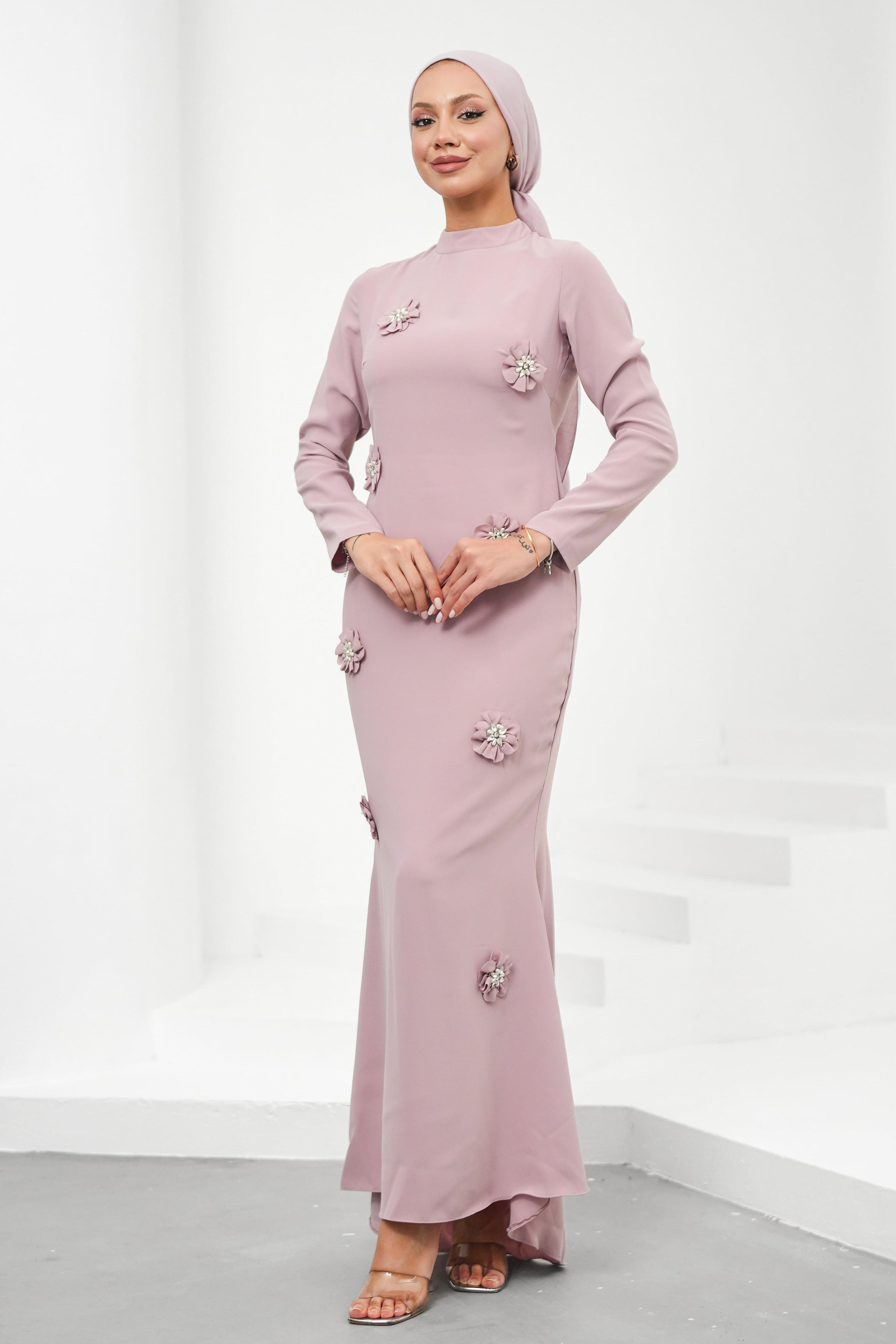 Nevbahar Adriana Krep Pudra Tesettür AbiyeLP6316