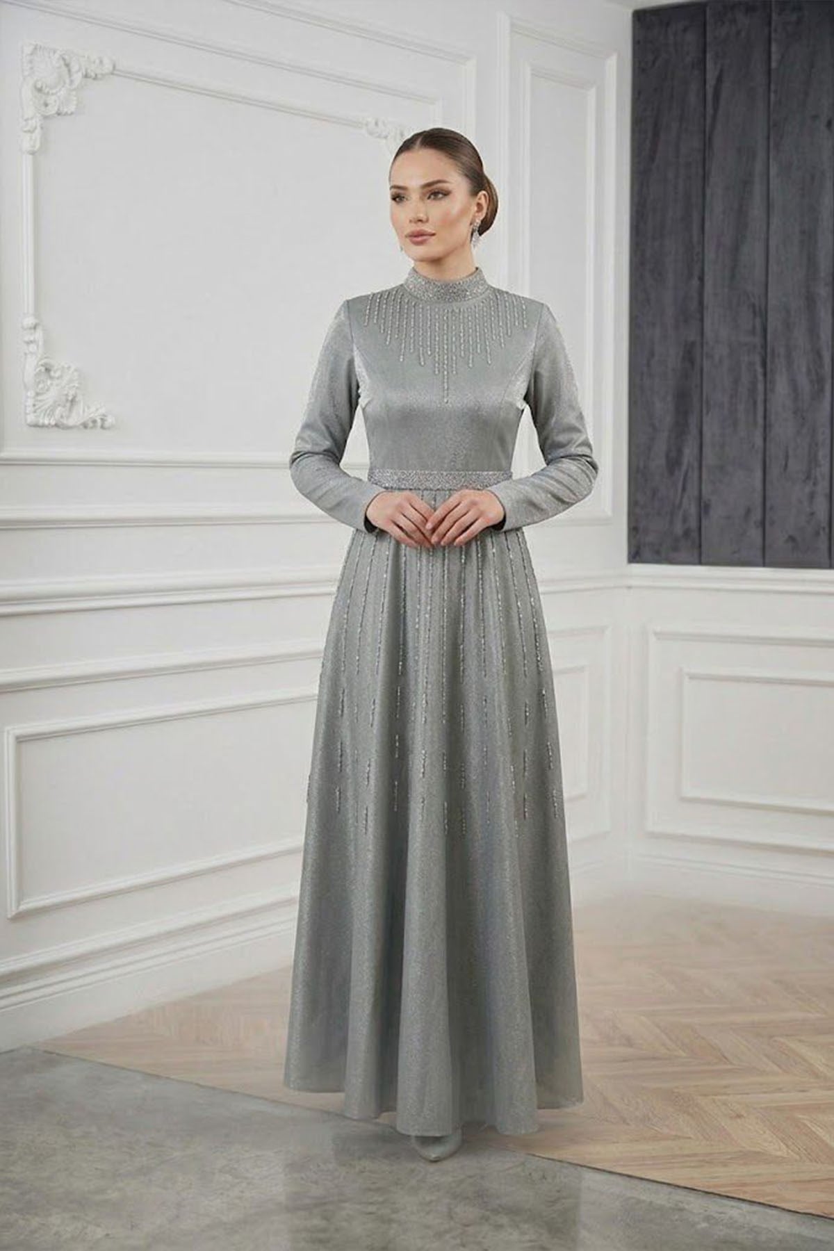 Nevra Krep Saten AbiyeLP6073