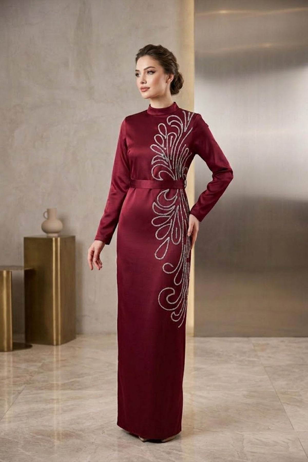 Saten Bordo AbiyeLP6181