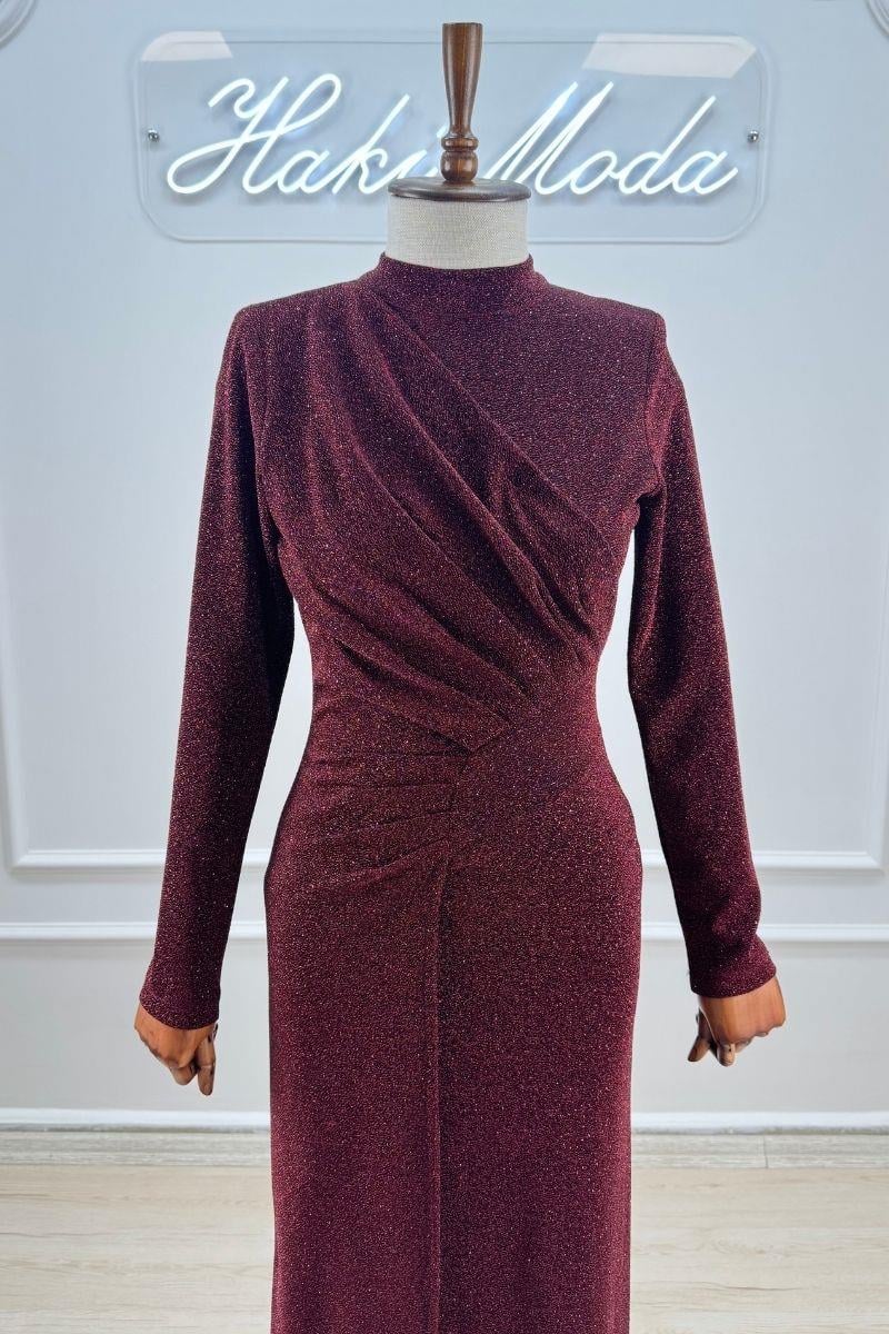 Simli Bordo Tesettür AbiyeLP6149