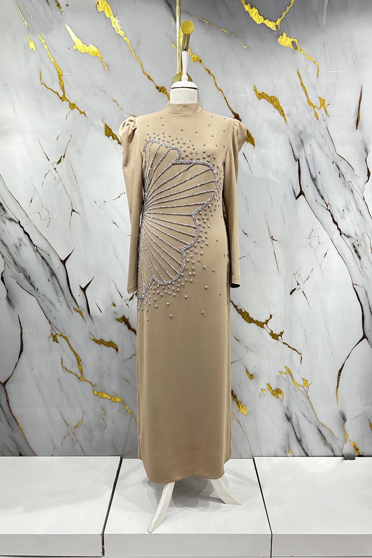 Tesettür Zer Krep Abiye BejLP6187