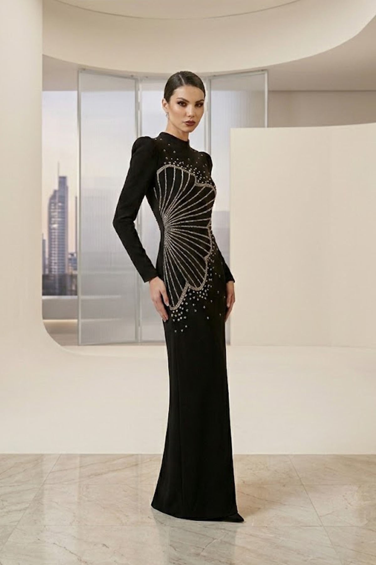 Zer Krep Siyah Tesettür AbiyeLP6187