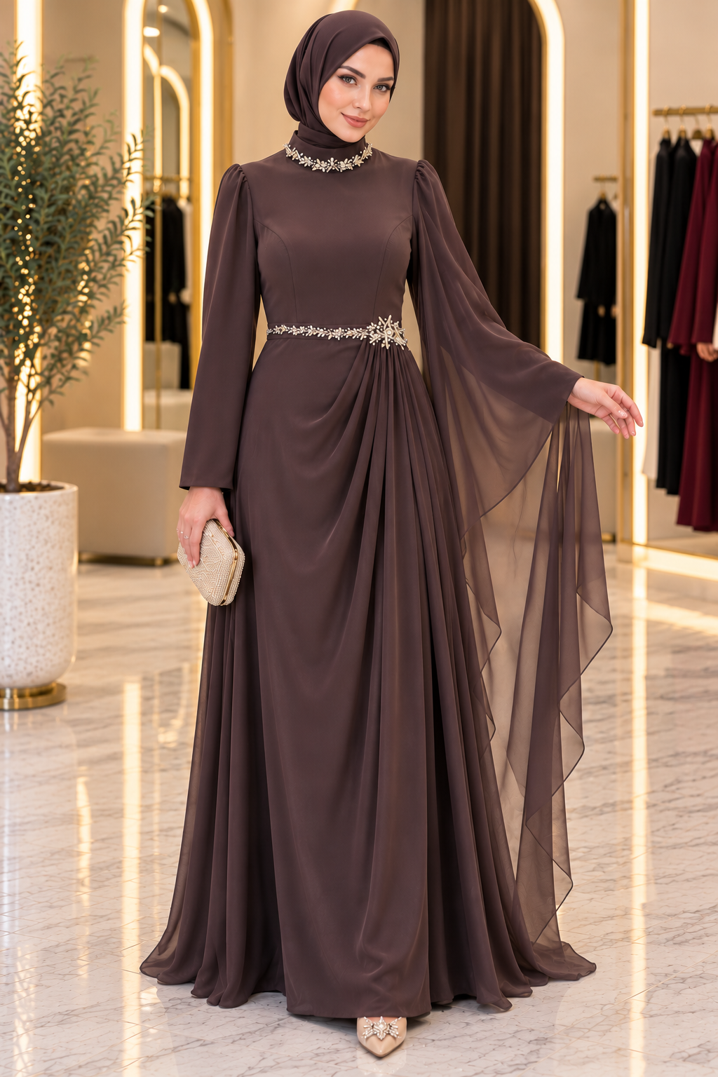 Hakimoda Kadın Elenor Adriana Kahve AbiyeLP8043