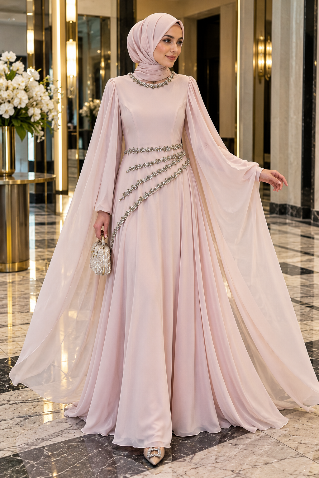 Hakimoda Kadın Lana Adriana Pudra AbiyeLP8045