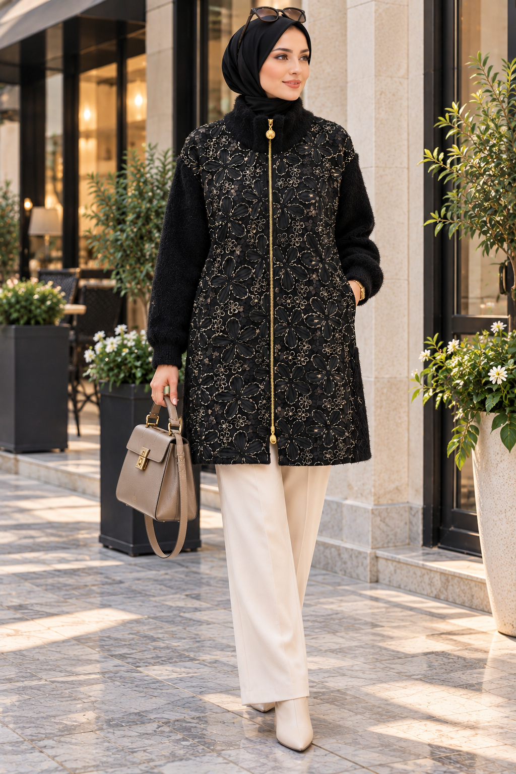Hakimoda Kadın Peluş Siyah Hırka(MC30241)